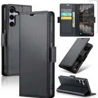 CLM-Tech Handytasche + Panzerglas für Samsung Galaxy A17 5G PU Leder Klapphülle (Spar-Set, 2-tlg., Flip Case inklusive Standfunktion und Kartenfächer), Magnetverschluss, RFID-Blockierung