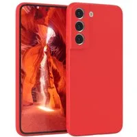 EAZY CASE Handyhülle für Samsung Galaxy S22 5G Hülle Silikon 6,1 Zoll, Silikon Schutzhülle mit Kameraschutz stoßfest handycover elastisch Rot