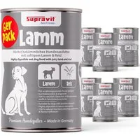 Supravit Nassfutter für Hunde 6 x 820g Dosen - Schmackhaftes Hundefutter nass Lamm&Reis, Nassfutter für: Hund