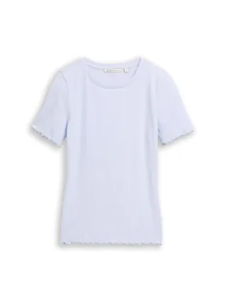 Denim Tom Tailor - Slim Fit T-Shirt mit Rippstruktur mountain sky blue - Gr. - S