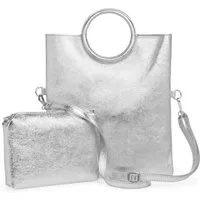 Caspar Umhängetasche 2in1 leder Set Handtasche Crossbody Bag - CLASSIC LINE - Modell No.836, leicht, elegant & unempfindlich - 100% Echtleder - Handmade in Italy