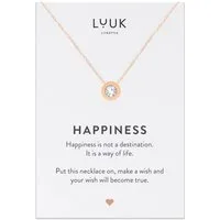 LUUK LIFESTYLE Kette mit Anhänger Strass Stein, Edelstahl mit Strassstein Anhänger, schicker Stil