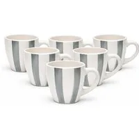 van Well Becher Kaffeebecher 360 ml Mallorca, 6 Stück, 6-tlg., Keramik, Streifenoptik, spülmaschinen- und mikrowellengeeignet