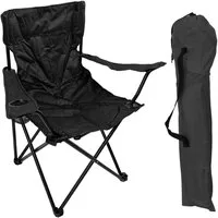 Mojawo Klappstuhl Anglersessel mit Getränkehalter und Tasche Schwarz