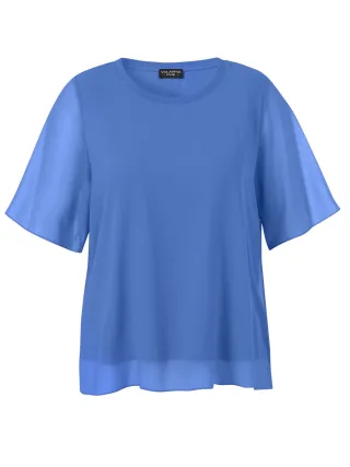 VIA APPIA DUE - Figurumspielende Bluse mit Halbarm in Lagen-Optik blau - Gr. - 46