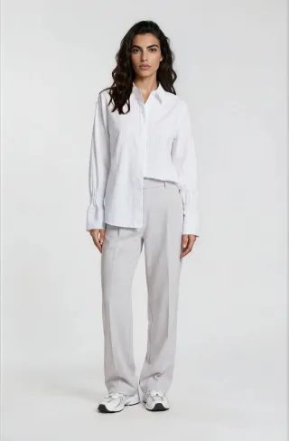 Milano Italy - shirt blouse w/ elastic gathering above cuffs 1/1 sleeve white - Gr. - 38