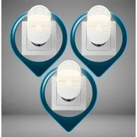 TRANGO LED Nachtlicht, Helligkeitssensor, 3er Pack 11-36O LED Steckerlicht *Oval* Wandlampe, Steckdosenlampe, Orientierungslicht, Kinderlicht, Nachtlicht, Steckdose, Sicherheitslicht mit Helligkeitssensor, Auto AN/AUS Orientierungsleuchte