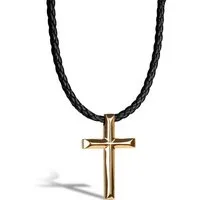 SERASAR Lederband Lederhalskette mit Edelstahlanhänger "Cross" (1-tlg), aus Echtleder