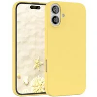 EAZY CASE Handyhülle Premium Silikon Case für Apple iPhone 16 Plus 6,7 Zoll, Handycover Softcase Hülle Silikon mit Displayschutz kratzfest Gelb