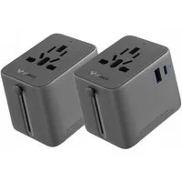 GONEO Reisestecker adapter weltweit, Universal Reiseadapter AC Buchse, USB A, USB C, Typ A Buchse zu US Plug(Typ A), UK Plug (Typ G), EU Plug (Typ C), AUS Plug (Typ I), Automatische Rückstellung-Keine Sicherung erforderlich, Travel Adapter