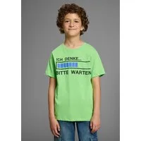 KIDSWORLD T-Shirt ICH DENKE...BITTE WARTEN Kurzarm, Basic Passform, mit trendigem Aufdruck