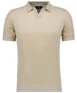 RAGMAN - Strick-Pullover Kurzarm, Resortkragen beige-melange - Gr. - XL