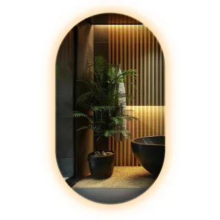 Wallfluent Led-Spiegel, Gelb, Glas, Organisch, 40x70x0.4 cm, Spiegel, Wandspiegel