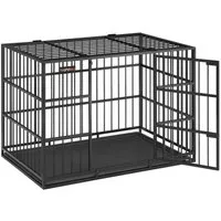 FEANDREA Tiertransportbox hochbelastbar, Hundebox, mit herausnehmbarer Bodenschale, Haustierkäfig, 107 x 70 x 75 cm