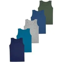 LOREZA Unterhemd 5er Set Jungen Unterhemden - Basics - Bunt (Spar-Packung, 5-St., 5er Pack)