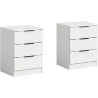 Home affaire Nachtkommode Skarde 2 Nachttische, jeweils Breite: 45 cm (Set, 2 St., Sie bekommen 2 Nachttische im Set), Skarde, 2er Set Nachtkommoden, 3 Schubkästen, weiß