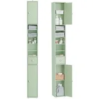 SoBuy Badkommode BZR34-II, Badschrank schmal, Badezimmermöbel, Wasserabweisender, Badzimmerschrank mit verstellbare Ablagen Badkommode schmal Badezimmer