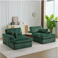 Vankel Loungesofa Schlafsofa 2-Sitzer Couch mit Bettfunktion und weichem Cordstoff, Bequemes Sofa für kleine Räume mit weichem Cord und Gästefunktion