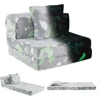 COSTWAY Kindersofa, 3-in-1 Klappsofa-Bett mit abnehmbaren Bezügen, Kissen