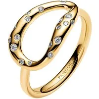 Pandora Fingerring Statement-für Frauen mit Steinen Besetzt Goldfarben