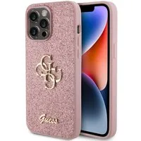Guess Backcover Guess 4G Metal Logo Back Cover mit Glitter Apple iPhone 15 Pro Max - R
