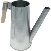 hrb Gießkanne Zinkgießkanne 3 L, feuerverzinkt,langlebige Metallgießkanne Kanne, ergonomischer Buchenholzgriff, verzinkter Metallstahl, lackiert