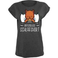 Youth Designz Print-Shirt "Katze Schlafshirt" Damen T-Shirt Statement Geschenk Frauen Motiv mit stylischen lustigen Frontprint für Frauen