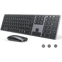 Seenda SKM64-3 Bluetooth Tastatur mit Maus Tastatur- und Maus-Set, (Wiederaufladbare Dualmodus USB & Bluetooth Tastatur aus Metal, 2 St., Tastatur&Maus(kabellos), USB-A/ BT1/ BT2