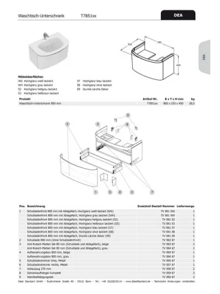 Ideal Standard Ablagebox DEA, für WT-US b:800mm, TV06667 TV06667 TV06667