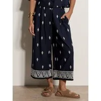 Apricot Culotte Bestickte Culotte aus Baumwollmischung Elastischer Bund
