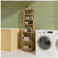 en.casa Standregal, »Forssa« Badregal Bambus Küchenregal 165 x 42 x 28 cm Natur