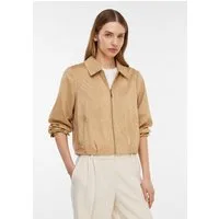 comma Funktionsjacke Indoor-Jacke Blouson-Jacke in Veloursleder-Optik mit Faltendetails