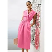 MADELEINE Midikleid Sommerkleid mit Gürtel Midikleid mit Reverskragen, Taschen, Knielänge und ohne Arm
