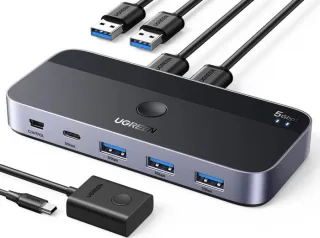 CM662 USB 3.0 Sharing Switch 2-In 4-Out, USB-Switch schwarz/silber, Für 2 PCs