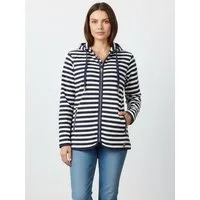 modAS Fleecejacke 40414 Damen Jacke Fleece mit Blockstreifen - Gestreifte Jacke mit Kapuze