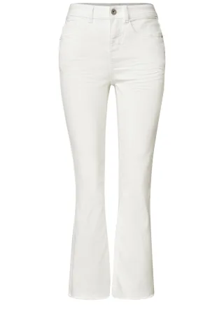 Street One - High Waist Flared Leg Jeans im Slim Fit Off White washed - Gr. - 28