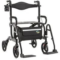 Helavo Rollator H1070, 2-in-1 Rollator & Rollstuhl mit Sitz, Fußstützen & Tasche bis 136kg