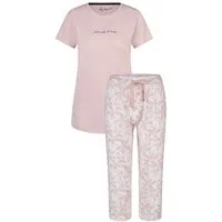 By Louise Schlafanzug Dreamy Nights (Set, 2 tlg., 2-teilig) Damen Pyjama Baumwolle Caprihose Kurzarm
