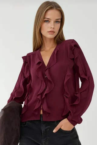Tippett-Kragen Geschliffenes Bohemian-Shirt