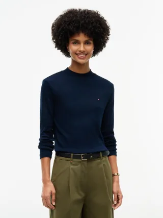 SLIM CODY MOCK-NK LS TEE Dark Blue - Gr. - L