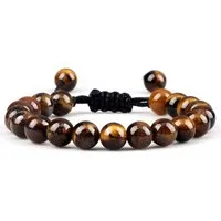 Ware aus aller Welt Armband Tigerauge-Armband 8 mm verstellbar handgefertig Naturstein