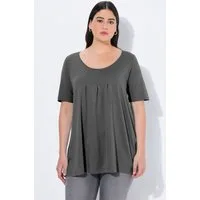 Ulla Popken T-Shirt T-Shirt Zierfalten A-Linie Rundhals Halbarm Modal