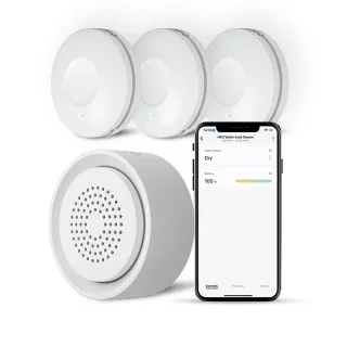 NEO Tuya WiFi Smart Water Leak Alarm with 3 Water Sensors Sound and Light Alerts for Smart Home Automation and Leak Dete