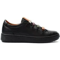 Celal Gültekin Plateausohle Slipper Elastikband Freizeit Damen Slip-On Sneaker Glattleder, Echtleder-Futter & Decksohle, Schwarz, 41