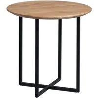 M2 Kollektion Beistelltisch KENO, Braun, Schwarz, Metall, Wildeiche massiv, Ø 45 x H 46 cm