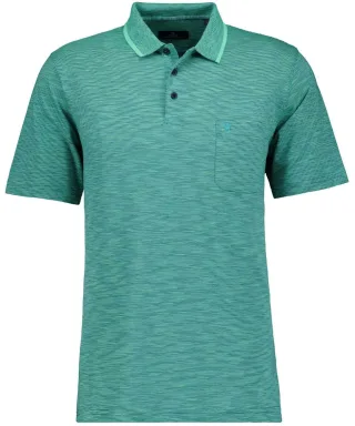 RAGMAN - Softknit-Polo gestreift, Flammdesign smaragd - Gr. - 3XL