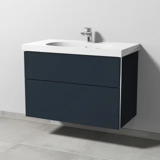 Sanipa 3way Waschtischunterbau zu Geberit Acanto Waschtisch mit 2 Auszügen, Marine-Matt BP4181R