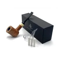 meytrade Handpfeife Redwood Pfeife Mr.Pipe braun poliert 9mm grauer Ring in Geschenkbox, inkl. 3x 9mm Filter, Beutel, Pfeifenständer und Box