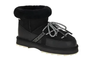 EMU Damen Winterstiefelette W13129 BLAK Schwarz Leder Lammfell Warmfutter EVA...