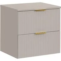 Lomadox Waschtisch ADELAIDE-56-CASHMERE, Waschtischschrank, kaschmir mit gerillter Front, 60cm breit
